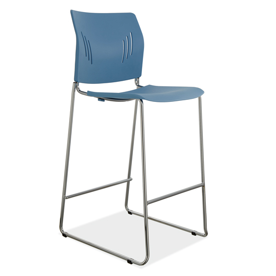 OfficeSource Rise Stool Polyurethane Stool with Footrest and Chrome