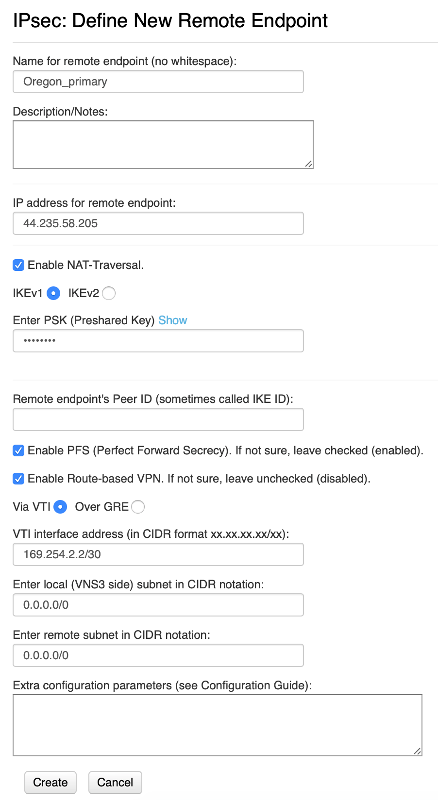 VNS3 Primary endpoint configuration