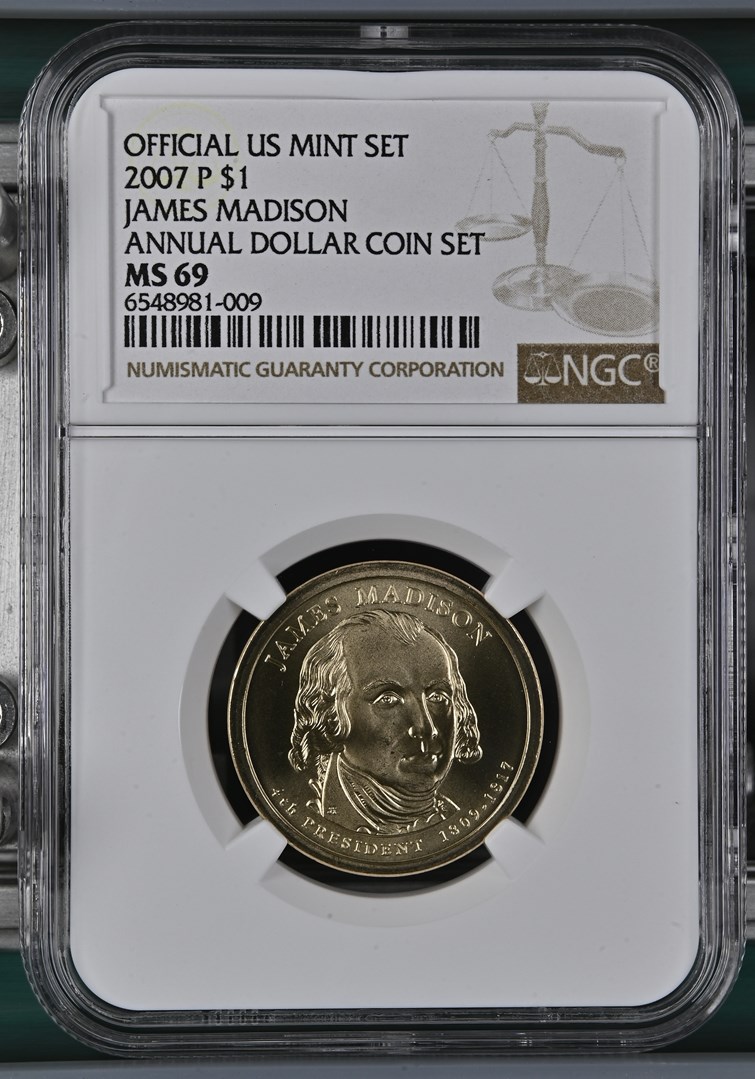 2007 P JAMES MADISON $1 MS | Coin Explorer | NGC