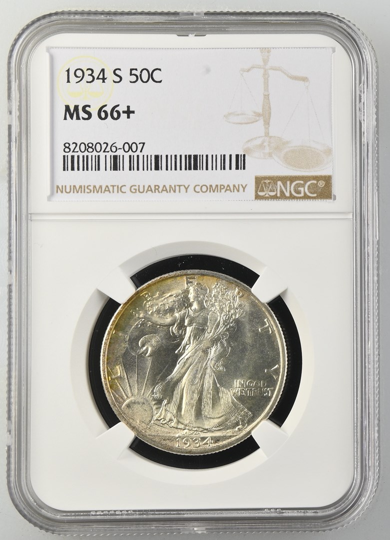 【希少! 1934年 刻印 S あり】 ウォーキングリバティ ハーフダラー 1934 Year Grade MS 64 Liberty Walking Half Dollars (1916-1947) for