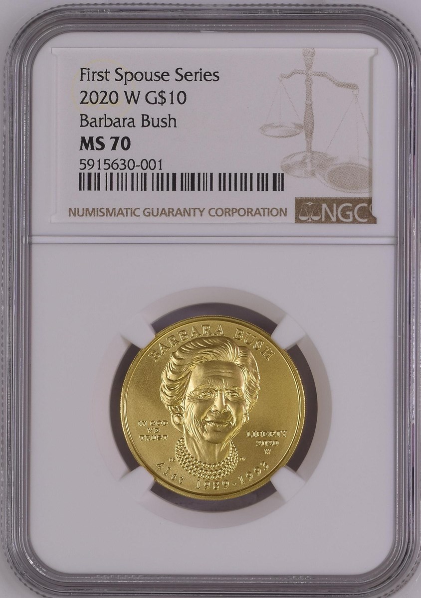 2020 W Barbara Bush G$10 MS | Coin Explorer | NGC