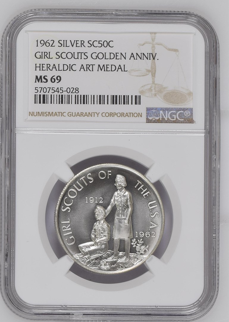 1962 SILVER GIRL SCOUTS GOLDEN ANNIV. SC50C MS | Coin Explorer | NGC