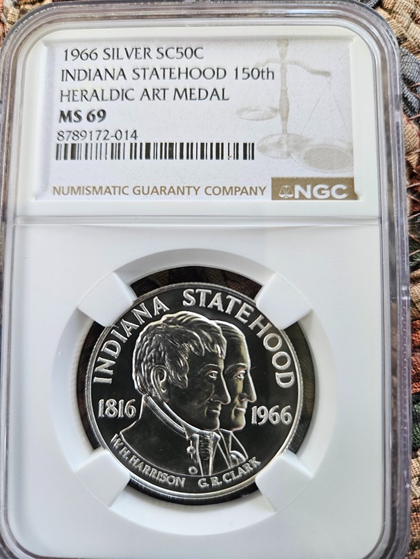 1966 SILVER INDIANA STATEHOOD 150th SC50C MS | Coin Explorer | NGC