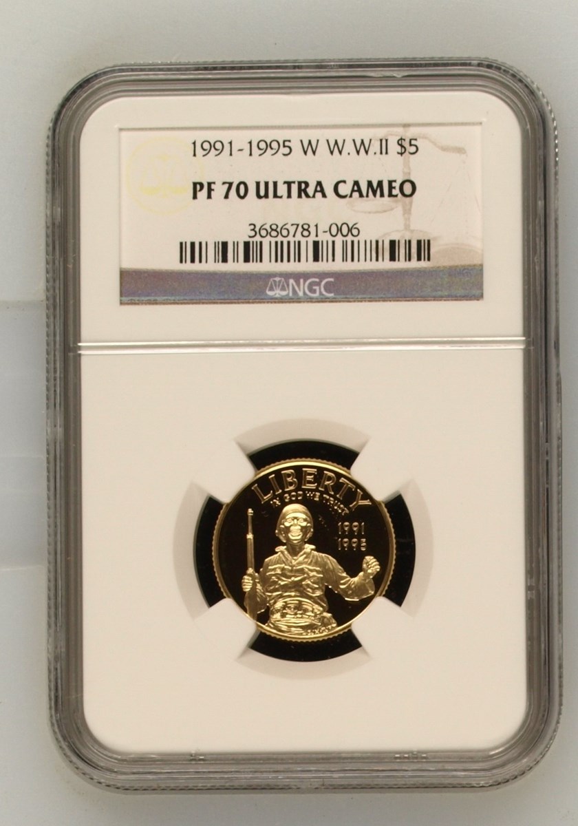 1991-1995 W World War II Anniversary $5 PF | Coin Explorer | NGC