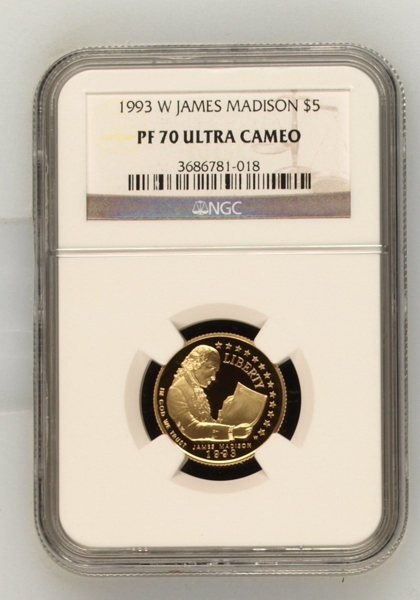 1993 W JAMES MADISON $5 PF | Coin Explorer | NGC