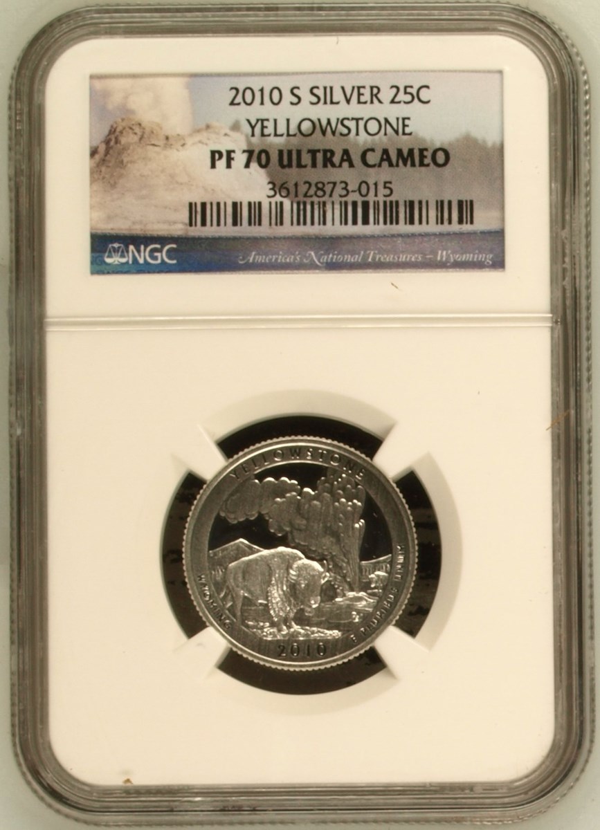 2010 S SILVER YELLOWSTONE 25C PF | Coin Explorer | NGC