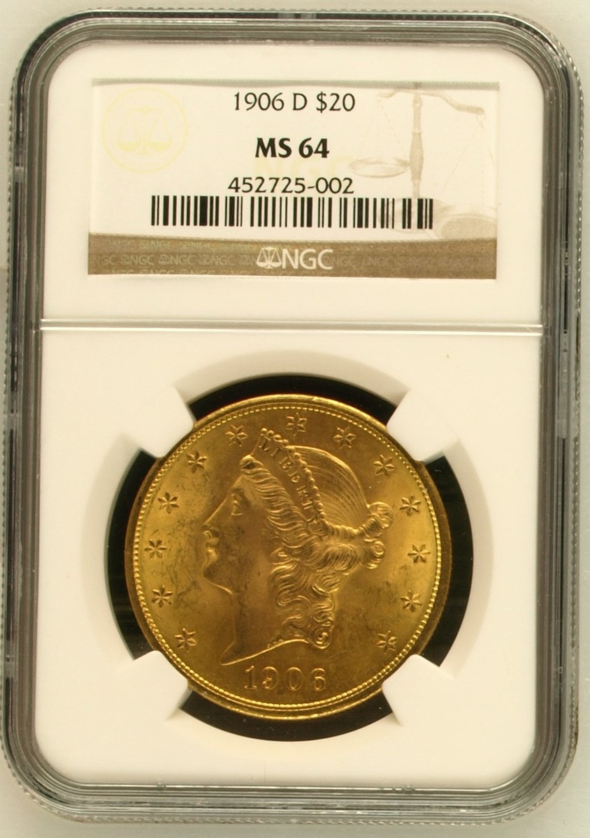 1906 D $20 MS | Coin Explorer | NGC