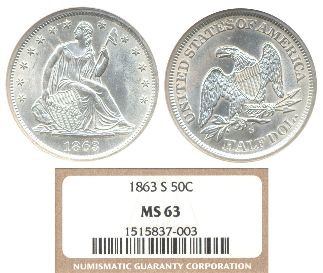 ネズミ、牛、象、狗　歳年記念 1863 S 50C MS | Coin Explorer | NGC
