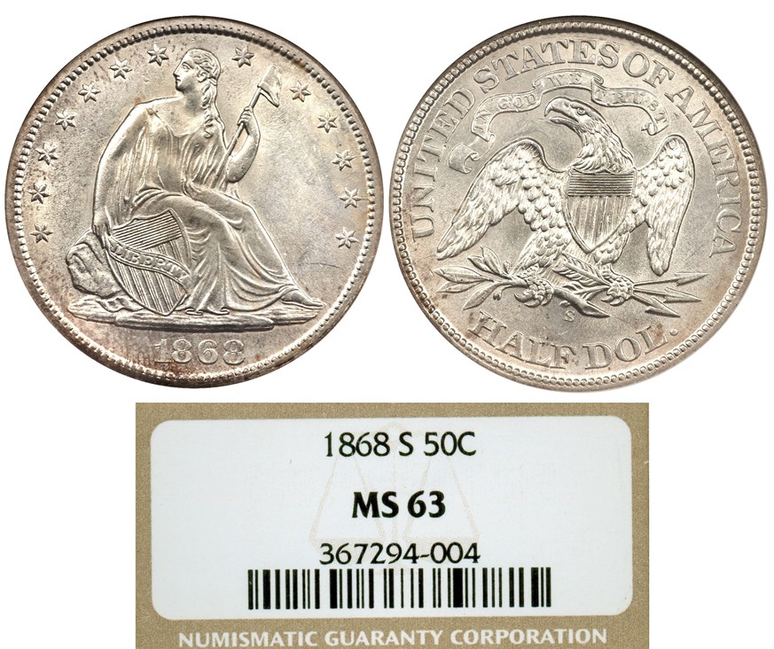 1868 S 50C MS | Coin Explorer | NGC
