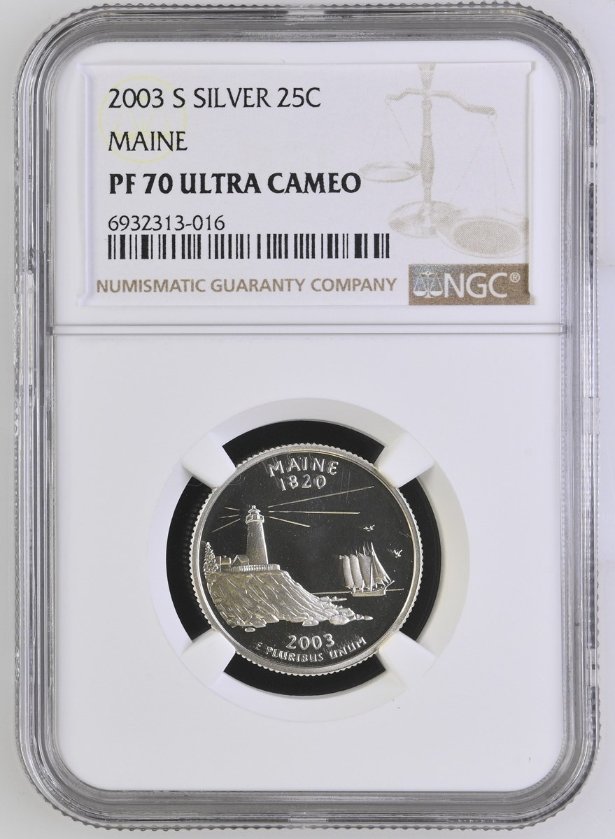 2003 S SILVER MAINE 25C PF | Coin Explorer | NGC
