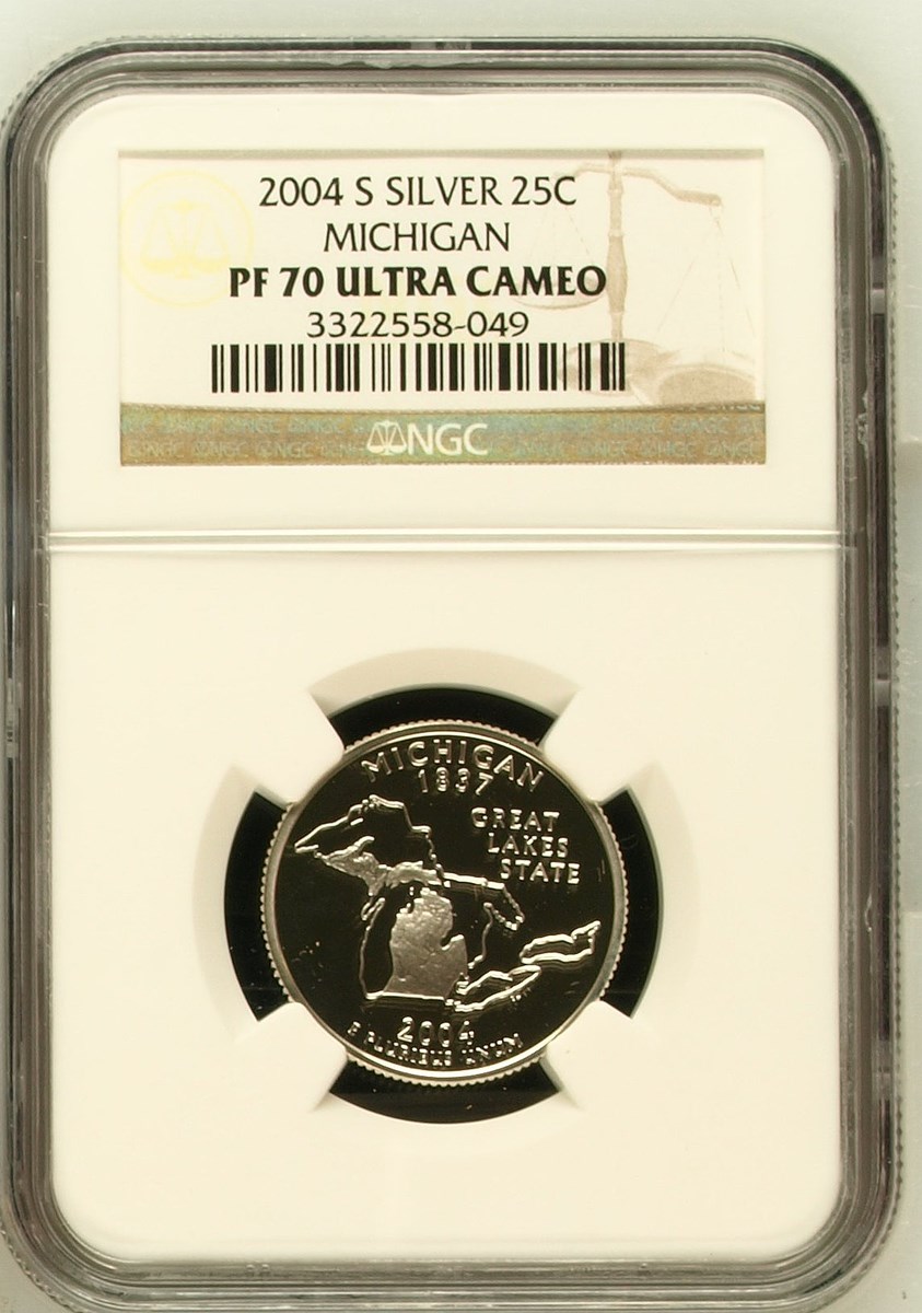 2004 S SILVER MICHIGAN 25C PF | Coin Explorer | NGC