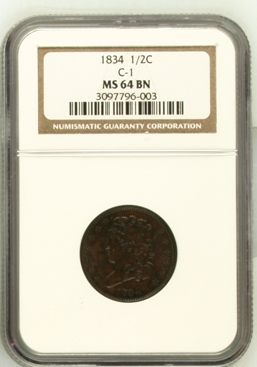 1834 C-1 1/2C MS | Coin Explorer | NGC