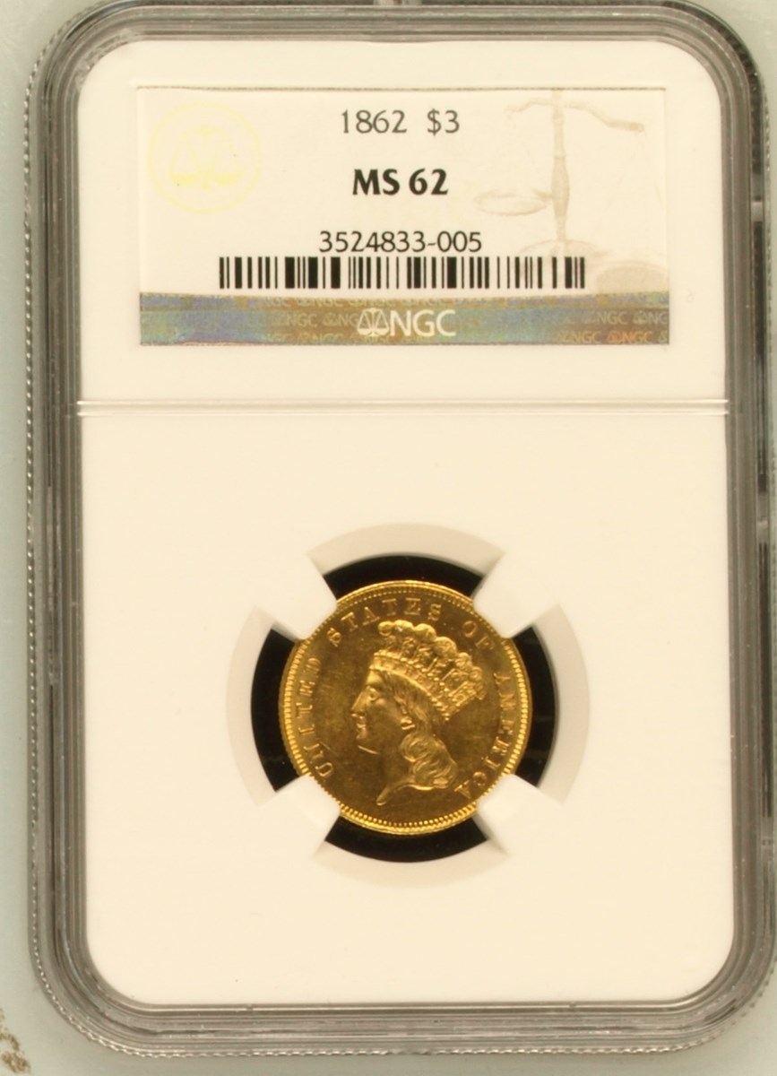 1862 $3 MS | Coin Explorer | NGC