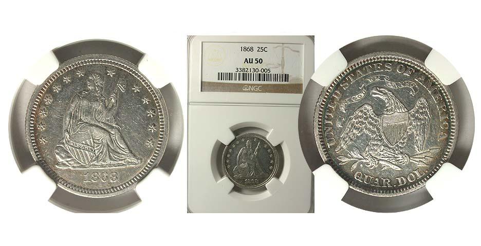 1868 25C MS | Coin Explorer | NGC