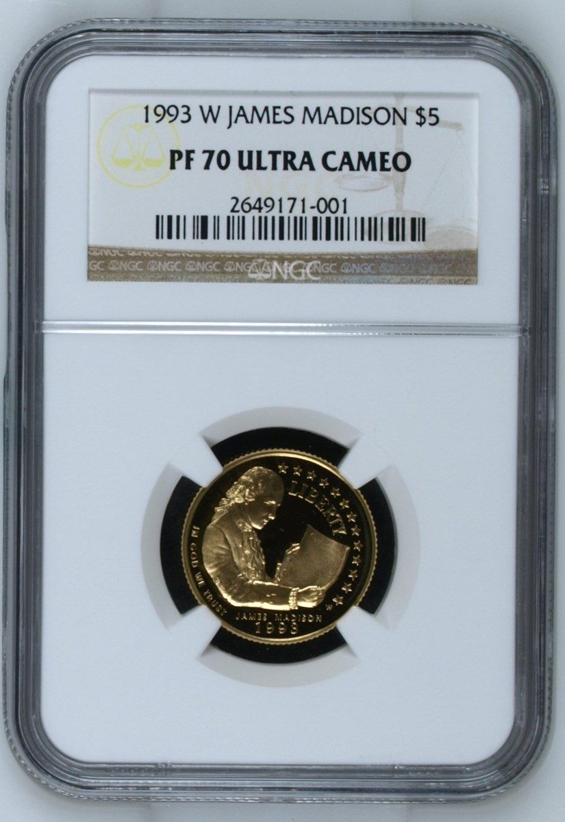 1993 W JAMES MADISON $5 PF | Coin Explorer | NGC