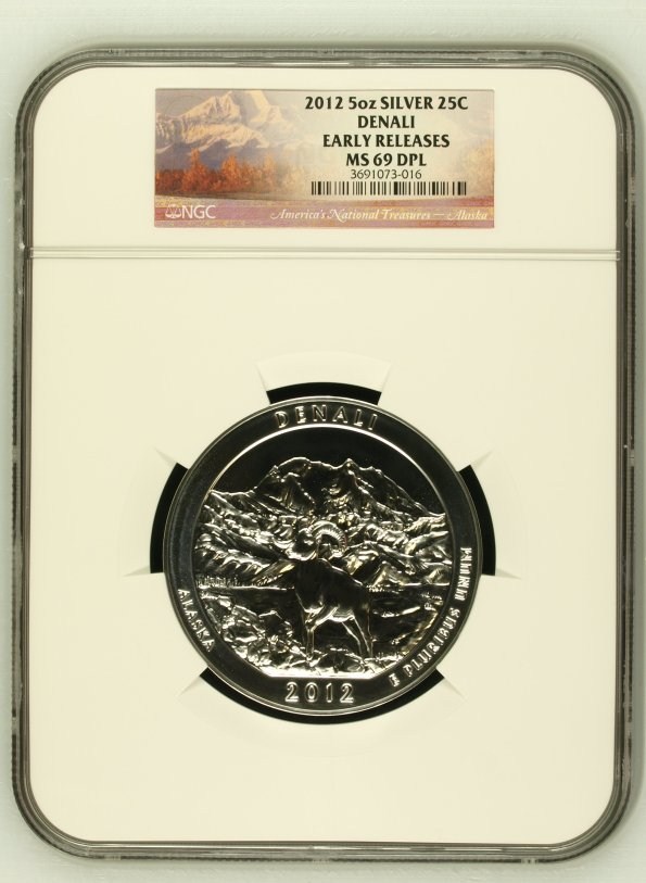 2012 5oz SILVER DENALI 25C MS | Coin Explorer | NGC