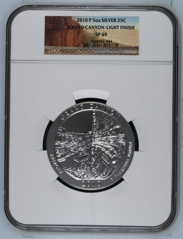 2010 P 5oz SILVER GRAND CANYON 25C SP | Coin Explorer | NGC