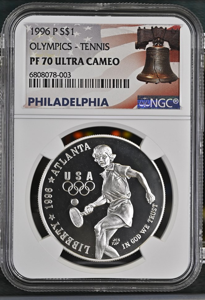 1996 P OLYMPICS - TENNIS S$1 PF | Coin Explorer | NGC