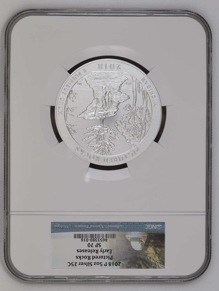 2018 P 5oz Silver Pictured Rocks 25C SP | Coin Explorer | NGC