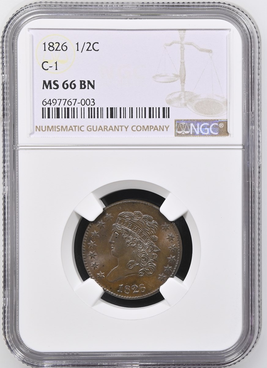 1826 1/2C MS | Coin Explorer | NGC