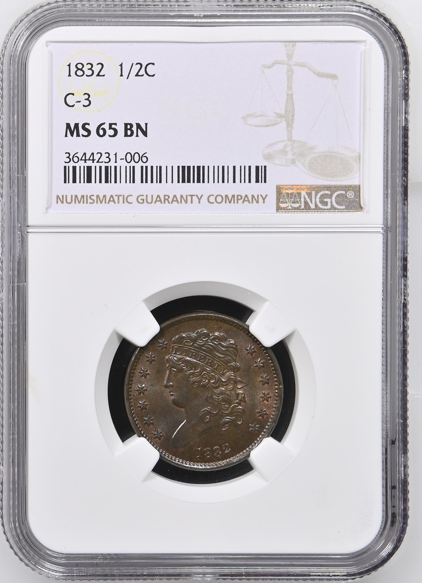 1832 1/2C MS | Coin Explorer | NGC