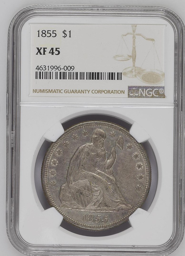 1855 $1 MS | Coin Explorer | NGC