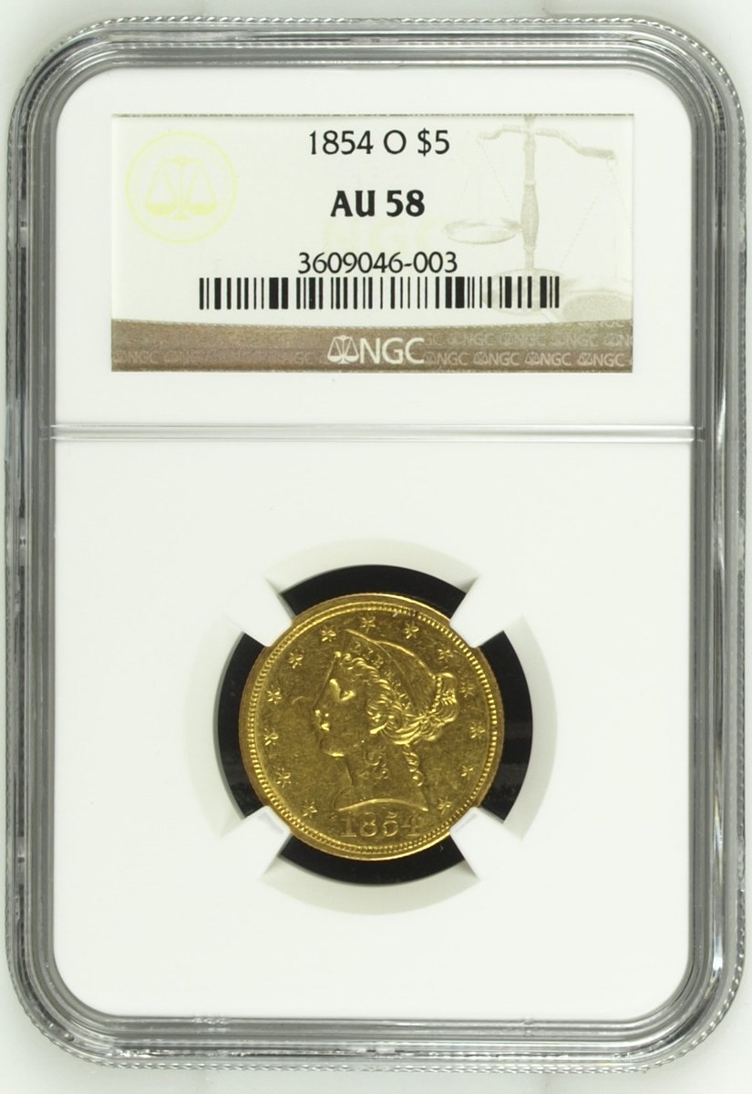 美品レア⭐️ ゴールドラブリー⭐️ 1854 O $5 MS | Coin Explorer | NGC