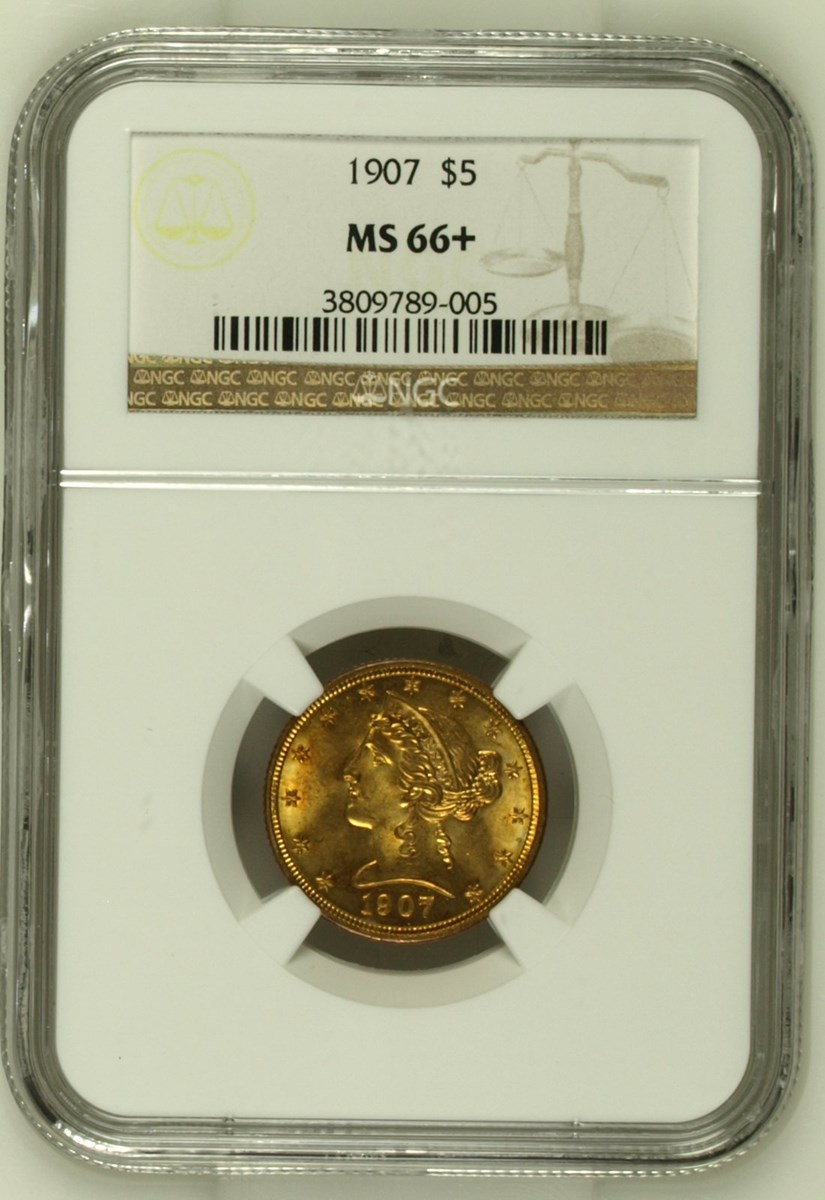 1907年 $2.5 リバティヘッド ゴールド クォーター イーグル PCGS MS63