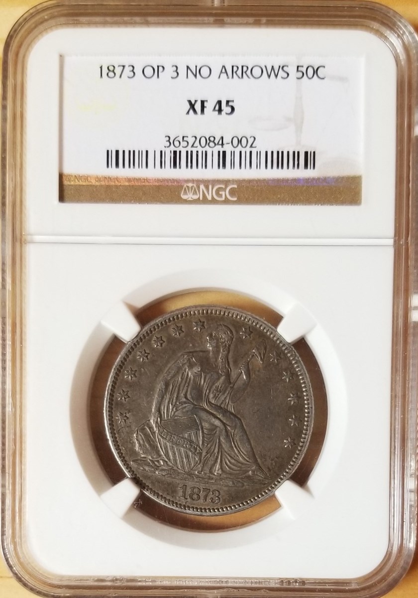 1873 OP 3 NO ARROWS 50C MS | Coin Explorer | NGC