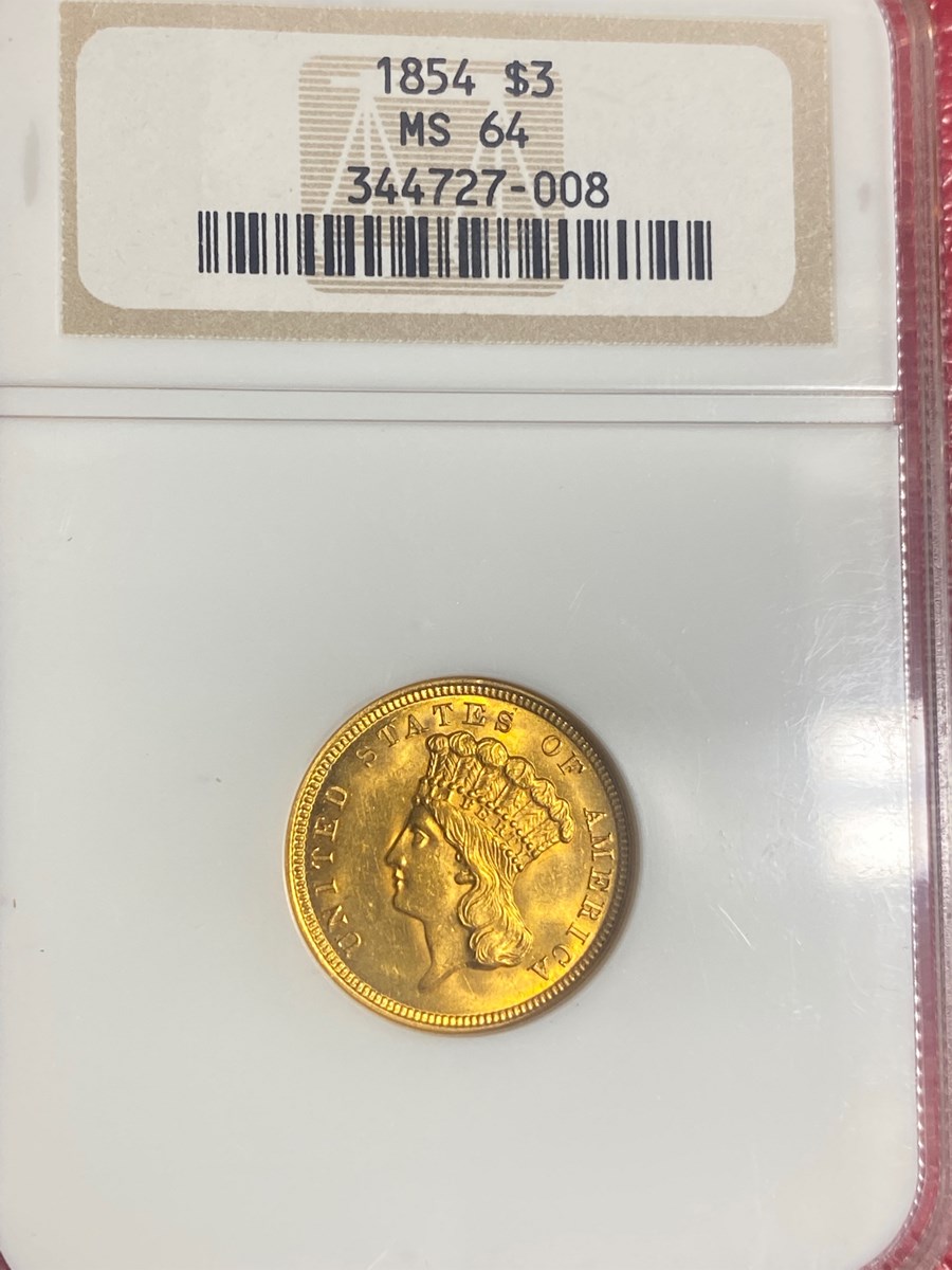 1854 $3 MS | Coin Explorer | NGC