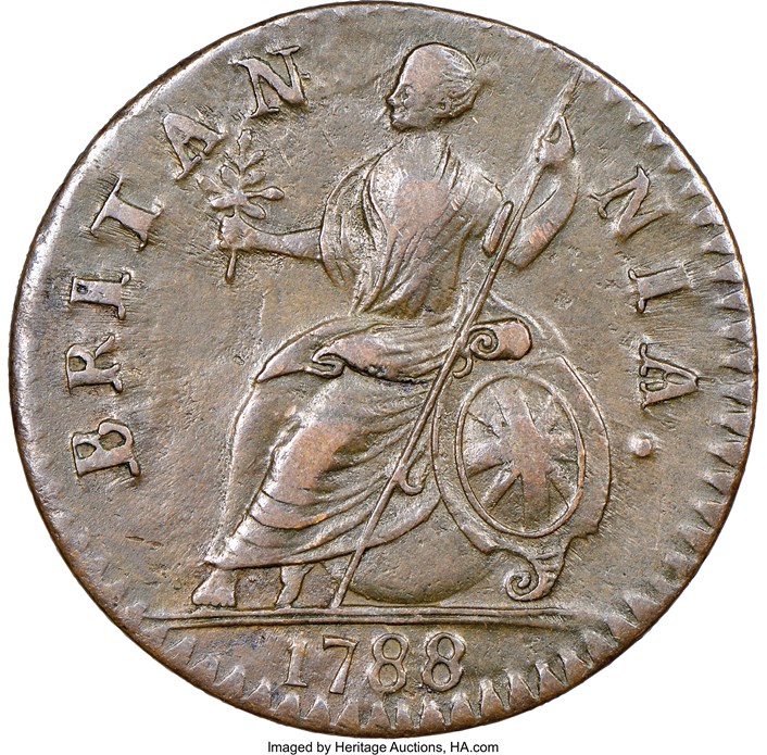 miiiiih 1788 'GEORGIVS' MACHIN'S MILLS 1/2P MS | Coin Explorer | NGC