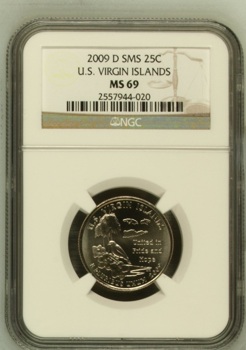 2009 D SMS U.S. VIRGIN ISLANDS 25C MS | Coin Explorer | NGC