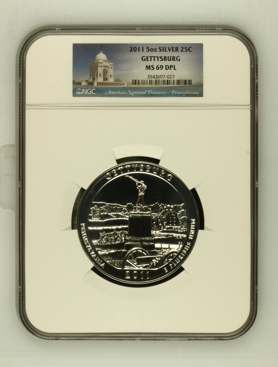 記念小銀盃 2011 5oz SILVER GETTYSBURG 25C MS | Coin Explorer | NGC