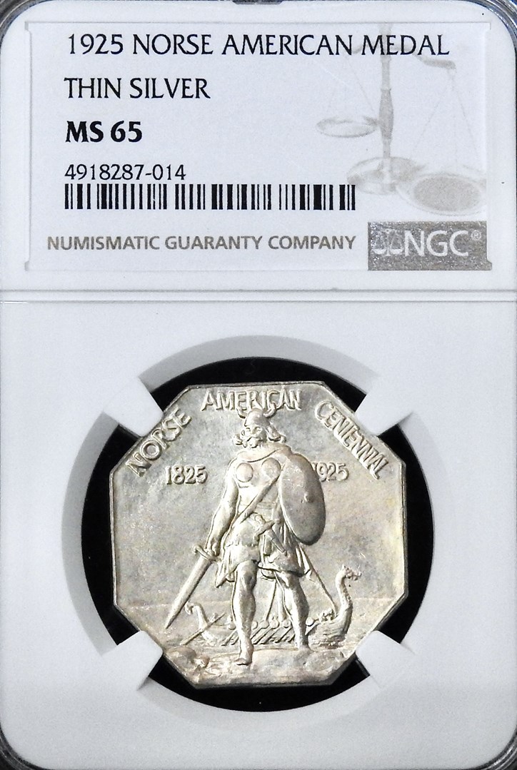 1925 NORSE AMERICAN THIN SILVER MEDAL MS | Coin Explorer | NGC