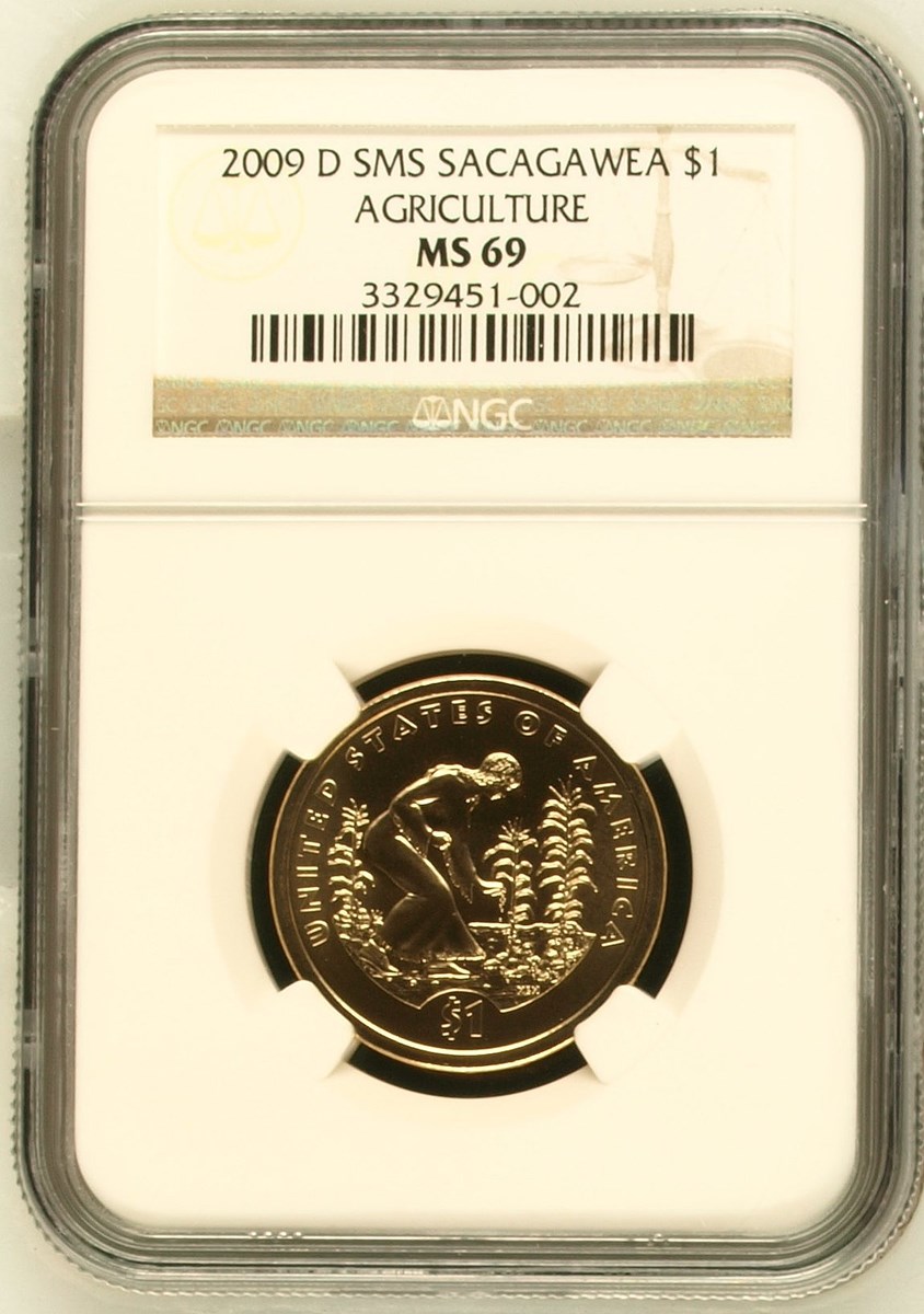 2009 D SMS SACAGAWEA AGRICULTURE $1 MS | Coin Explorer | NGC
