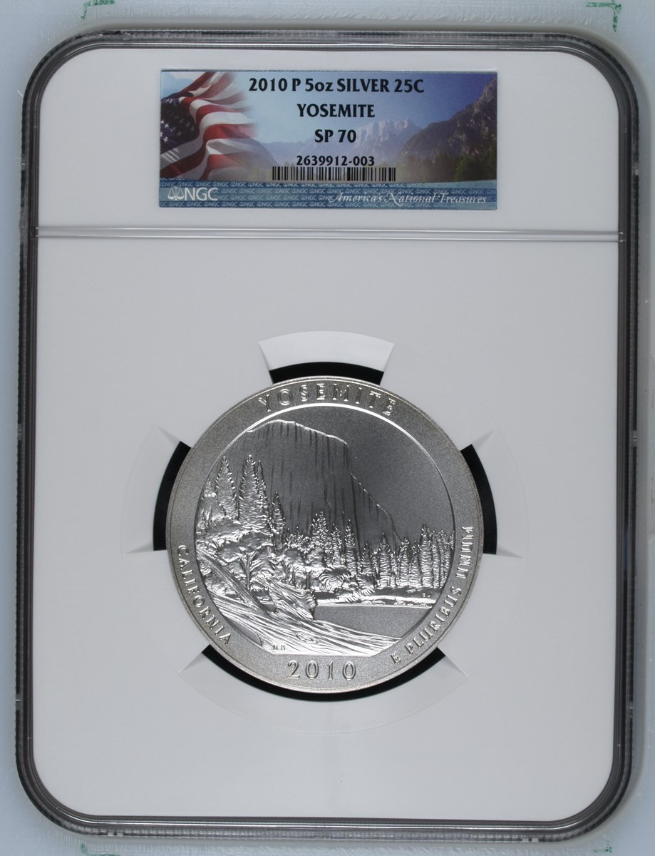 2010 P 5oz SILVER YOSEMITE 25C SP | Coin Explorer | NGC