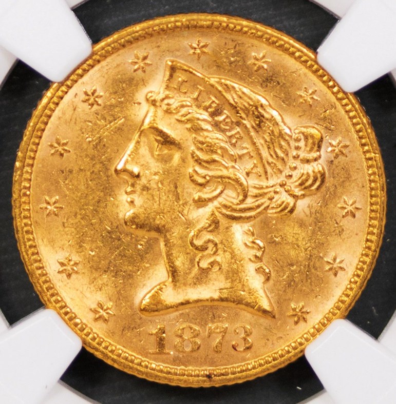 1873 OPEN 3 $5 MS | Coin Explorer | NGC