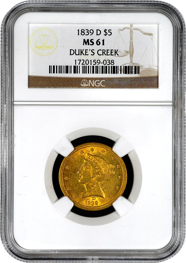 1839 D $5 MS | Coin Explorer | NGC