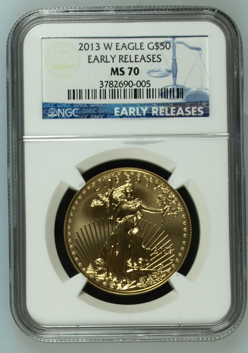 2013 W EAGLE BURNISHED GOLD EAGLE G$50 MS | Coin Explorer | NGC