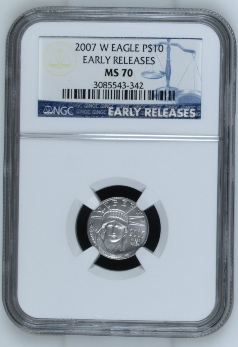 2007 W EAGLE BURNISHED PLATINUM EAGLE P$10 MS | Coin Explorer | NGC