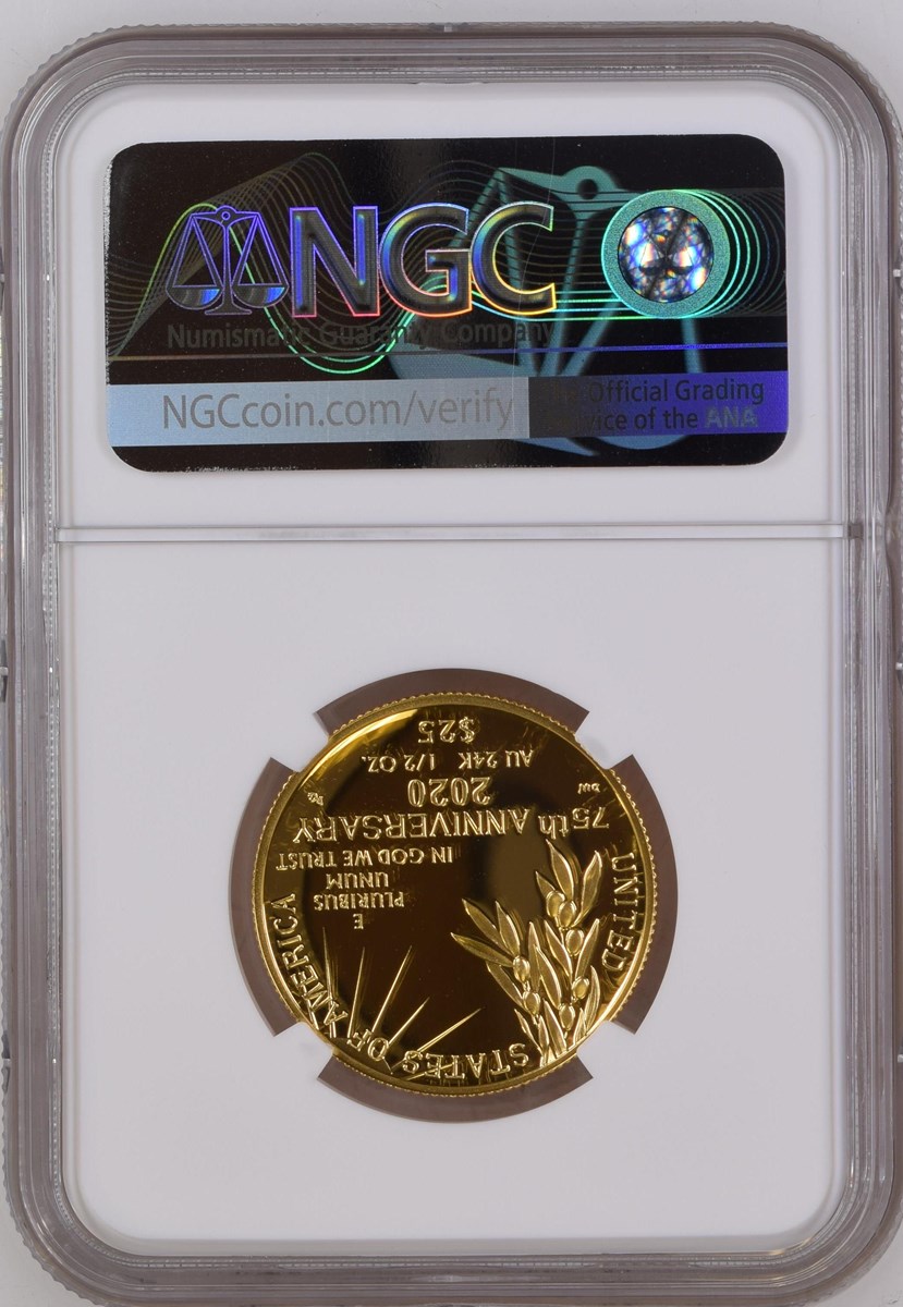2020 W End of WW2 75th Anniversary G$25 PF | Coin Explorer | NGC