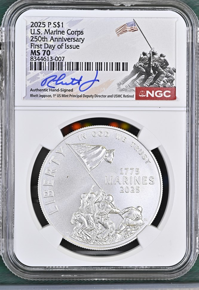 2025 P U.S. Marine Corps S$1 MS | Coin Explorer | NGC