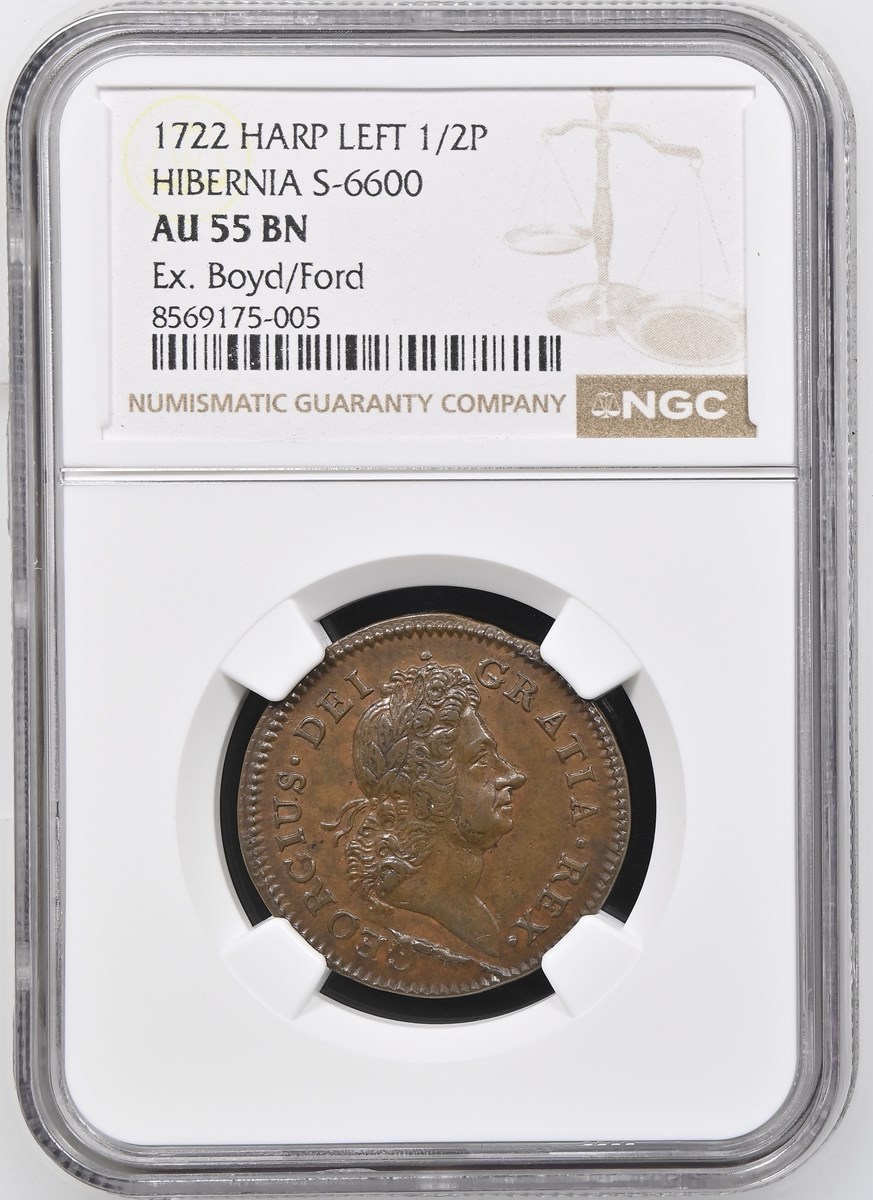 1722 HARP LEFT HIBERNIA S-6600 1/2P MS | Coin Explorer | NGC