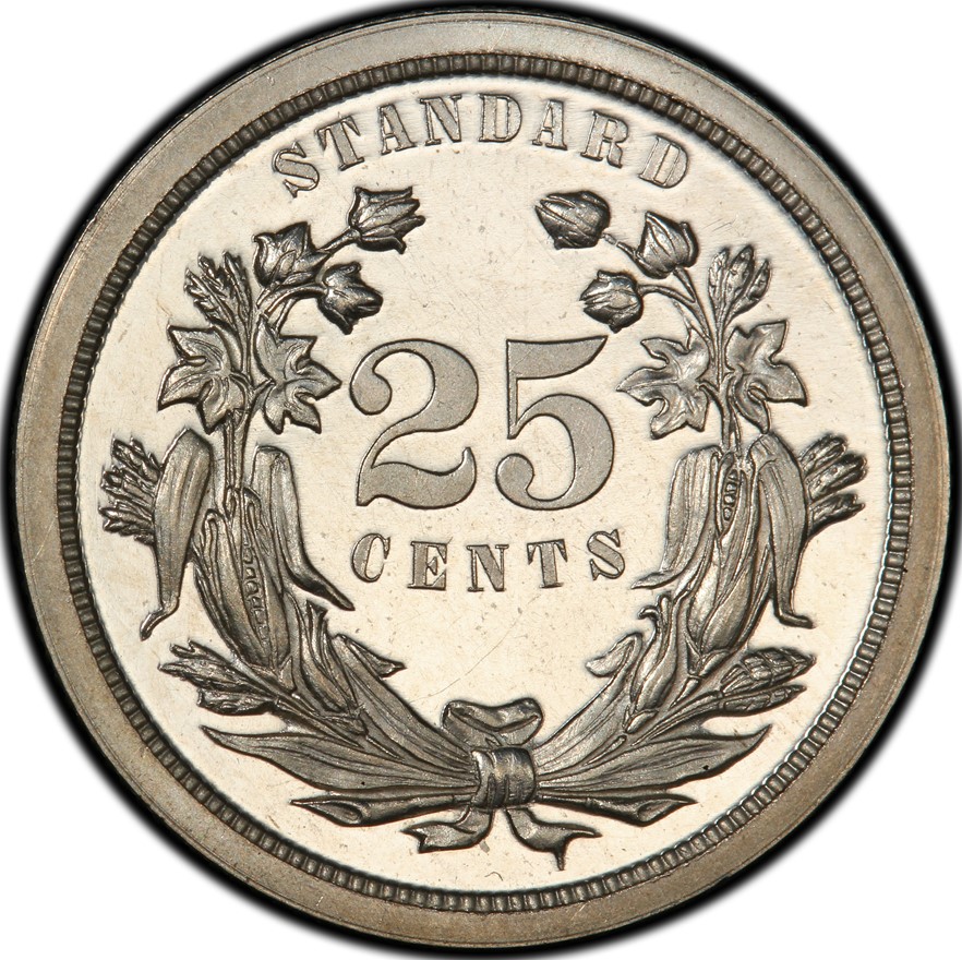 J-876 25C - Liberty Seated facing left, Rev w/ 25 cents Coin