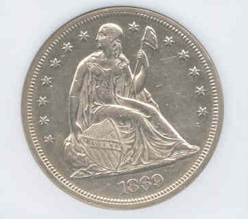 1869 $1 MS | Coin Explorer | NGC