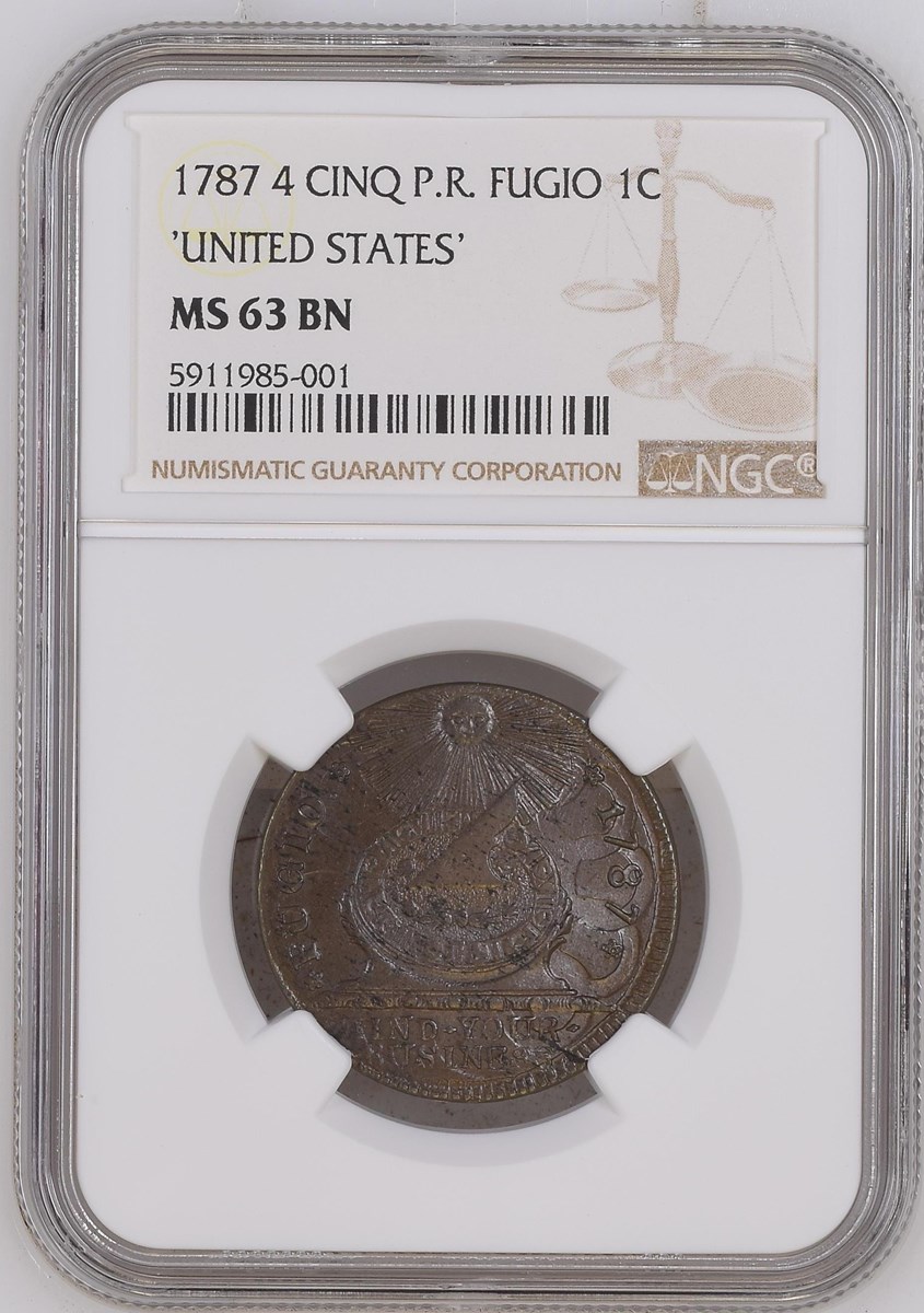 1787 4 CINQ P.R. FUGIO 'UNITED STATES' 1C MS | Coin Explorer | NGC