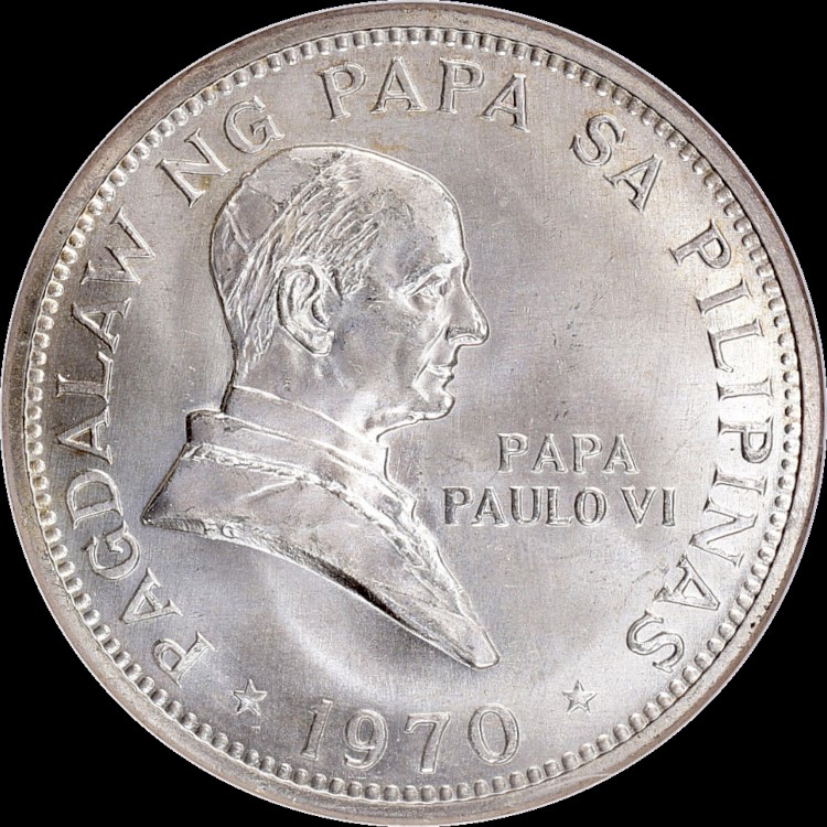 1970 SILVER PISO - POPE PAUL VI VISIT Coin Details - Baryang Pilak