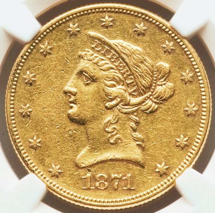 1871 $10 MS | Coin Explorer | NGC