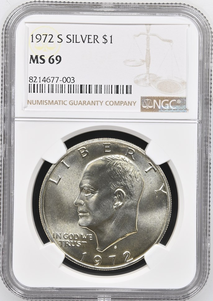 1972 S SILVER $1 MS | Coin Explorer | NGC
