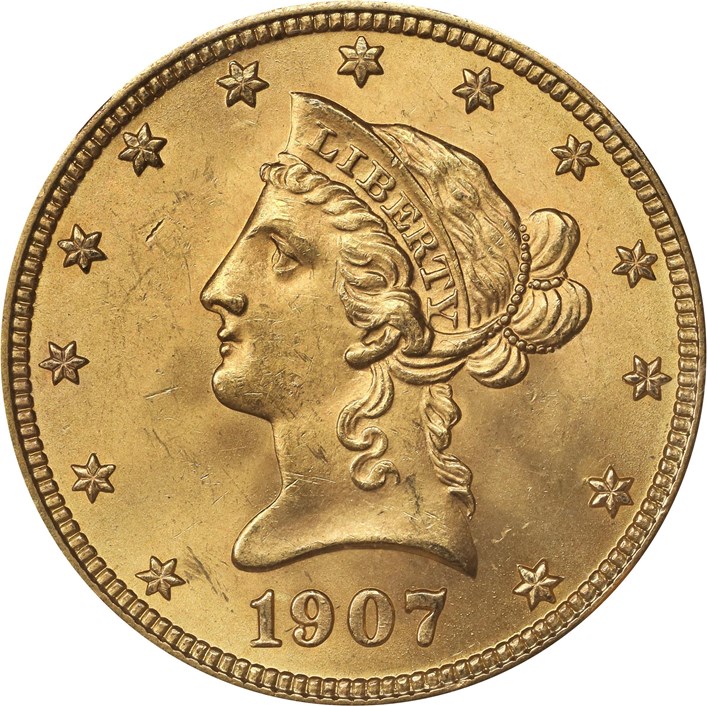 1907 D $10 MS | Coin Explorer | NGC